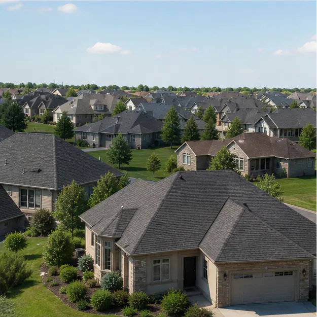 Residential roofscape across the Cedar Vale service area